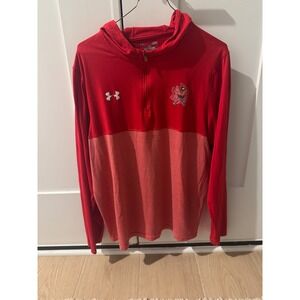 Under Armour Mens Red Cardinal Mascot 1/4 Zip Hoodie Loose Fit LG